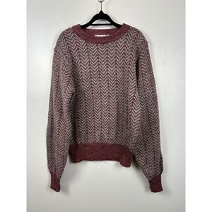Vintage 80s 90s Trent Chevron Sweater Red Gray Mens Medium Jumper Ski Preppy